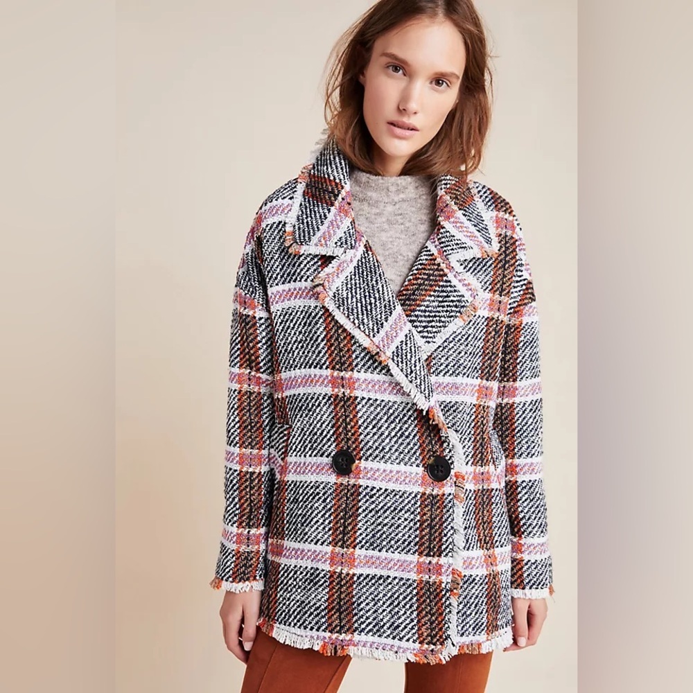 ANTHROPOLOGIE X EVA FRANCO Carrie Double-Breasted Tweed Coat XS
